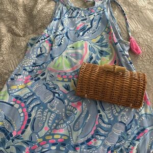 Lilly Pulitzer Woven Clutch with Bamboo Closure